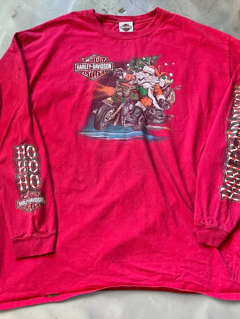 Vintage Harley Davidson Christmas Longsleeve Graphic T-shirt Sleeve Hits XL/XXL